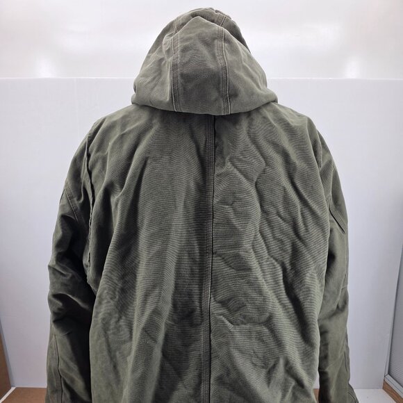 Carhartt Jacket C95 ARG Green Sherpa Lined Coat Duck Canvas Work Chore 2 XL - Picture 2 of 12